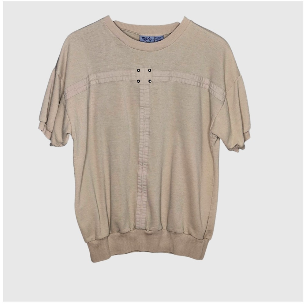 Vintage Trader Bay T Shirt Short‎ Sleeve Beige Casual Top Size L Cotton Blend